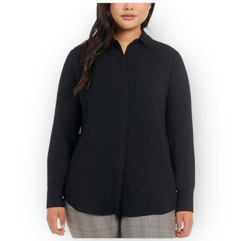 NWT Dalia Women’s Long Sleeve Woven Blouse – Size Large – Black